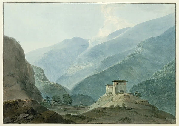 Chukha Casle in Bhutan, 1783 (w  /  c over graphite on paper)