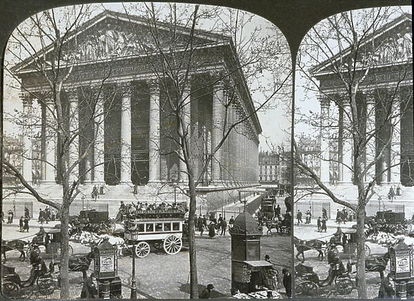 The Church of La Madeleine, Paris, stereoscopic view, c. 1860-70 (b  /  w photo)