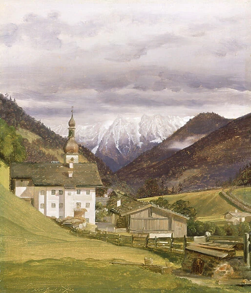 The Church of Ramsau, 1832 (oil on paper)