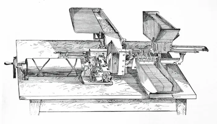 Framed Print : Cigarette making-machine, 1892
