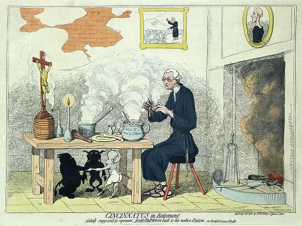 Cincinnatus in Retirement, pub. 1782 (hand coloured engraving)