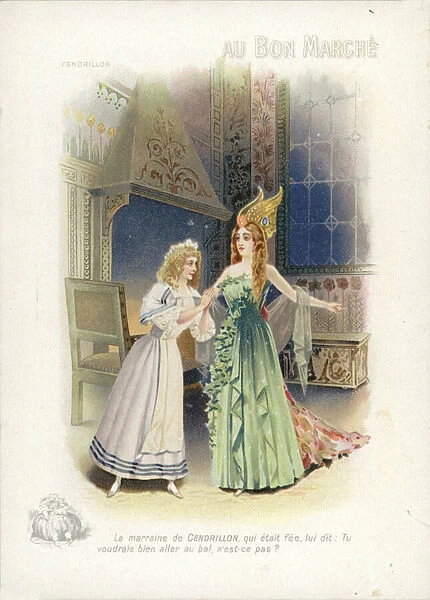 Cinderella and the Fairy Godmother (chromolitho)