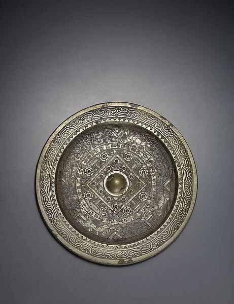 Circular TLV Mirror, Xin Dynasty, AD 9-24 (bronze)
