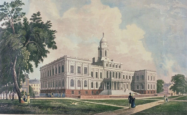 City Hall, engraved, printed and coloured by I. Hill, 1826 (colour litho)