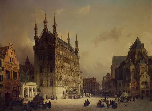The City Hall of Leuven, Belgium, 1857 (oil on canvas)