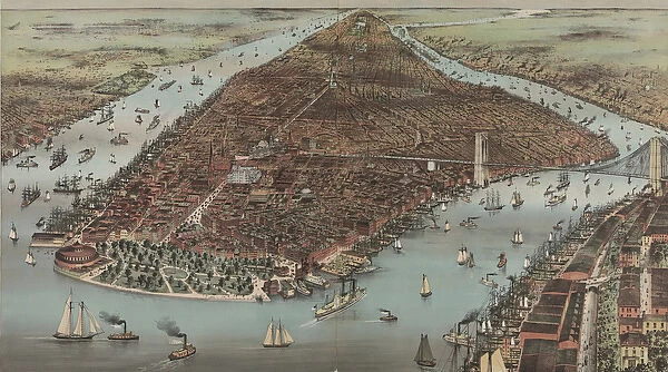 The City of New York, 1883 (colour lithograph)