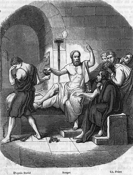 Civilization of Antiquity: Suicide by Socrates, philosopher of ancient Greece (engraving)