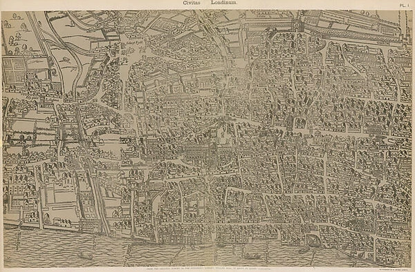 Civitas Londinium, from the original survey in the Guildhall Library, from the reign of Queen Elizabeth (engraving)
