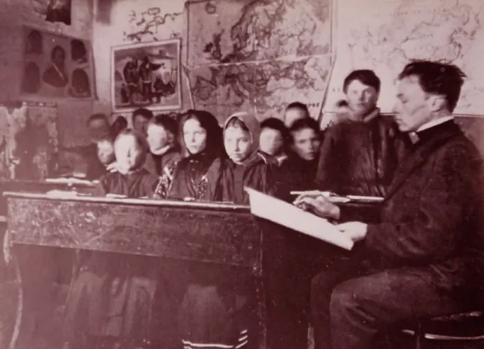 Framed Print : A class in a Russian school
