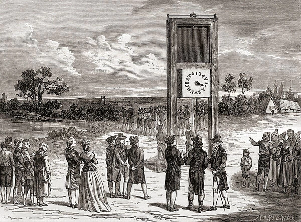 Claude Chappe demonstrating his first aerial telegraph system in 1791