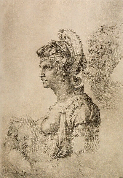 Cleopatra, drawing by Michelangelo. Gabinetto dei Disegni e delle Stampe, Galleria degli Uffizi, Florence