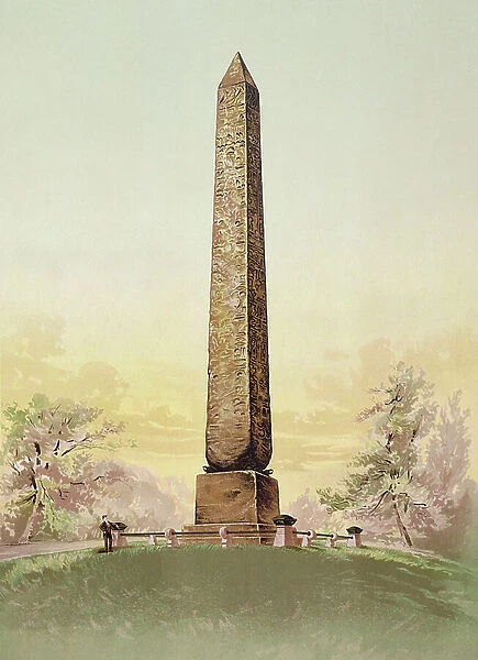 Cleopatra's Needle in Central Park, New York, c. 1881 (colour litho)