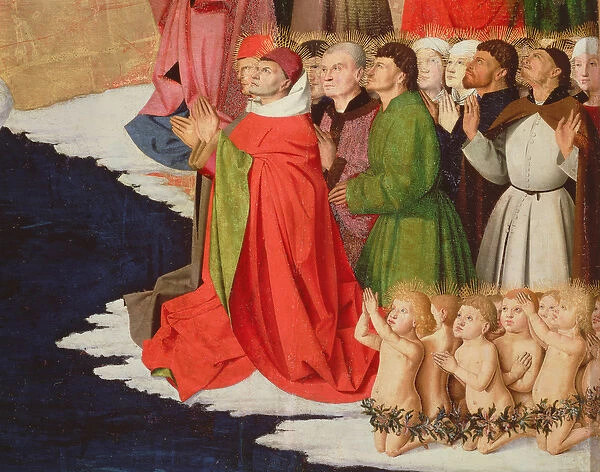 Clergy and children, detail from the Coronation of the Virgin, 1453-54 (oil on panel)