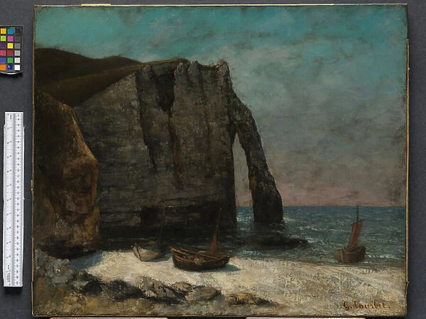 The Cliff at Etretat, after 1872 (oil on fabric)