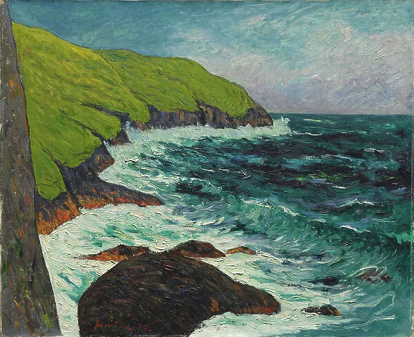 The Cliffs at Beg-ar-Fry, Saint-Jean-du-Doigt, 1895 (oil on fabric)