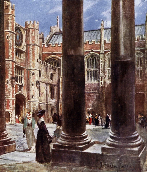 Clock Court, Hampton Court Palace, Richmond upon Thames, London (colour litho)