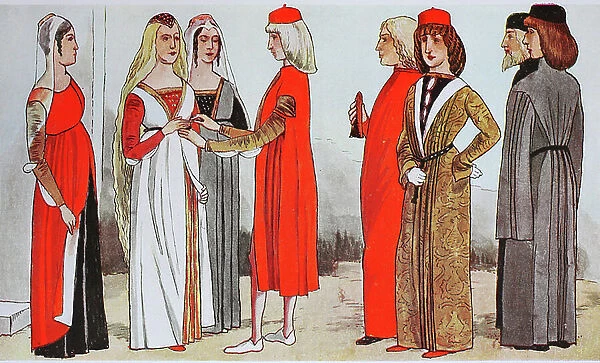 Clothes, at the time of the early Renaissance c. 1460-1490, from lks