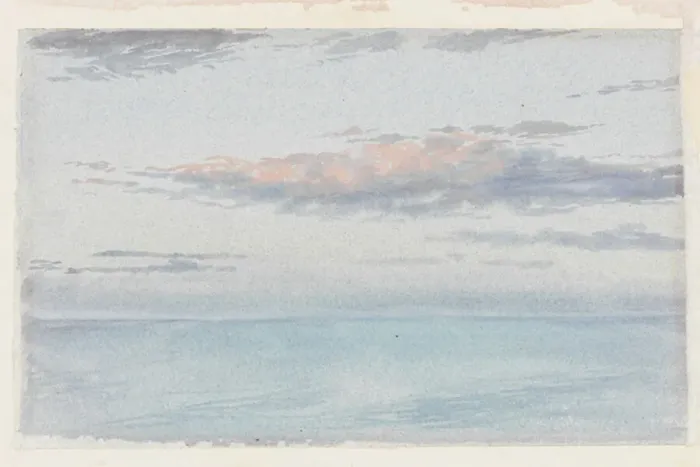 Framed Print : Cloud Study (w  /  c on paper (blue))
