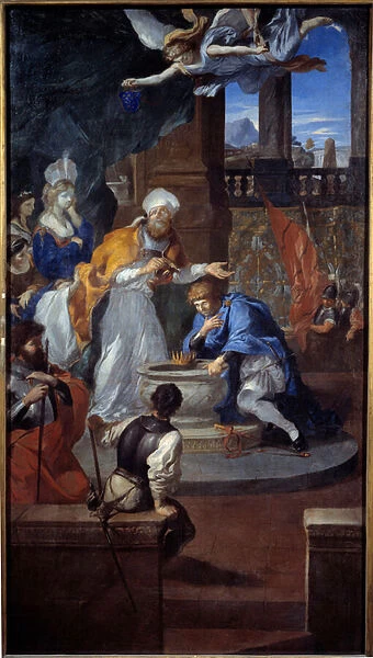 Cloviss baptism in Reims on 25 December 496. Painting by Pierre Puget (1620 - 1694)