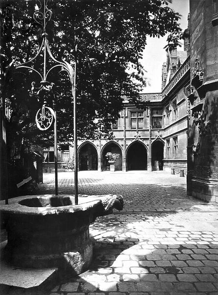 Cluny Hotel seen from the courtyard, Paris (b  /  w photo)