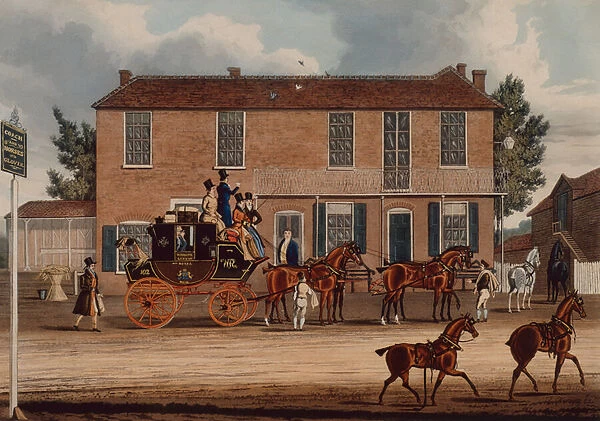 The Coach and Horses, Ilford, 1832 (coloured engraving)