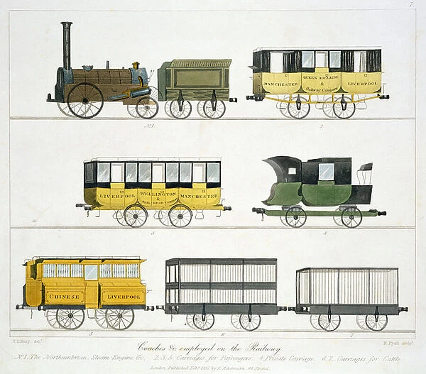 Coaches Employed on the Railway, plate 7 from Liverpool and Manchester Railway