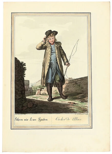 The Coachman; Cocher de Place, 1781 or later (hand-coloured engraving)