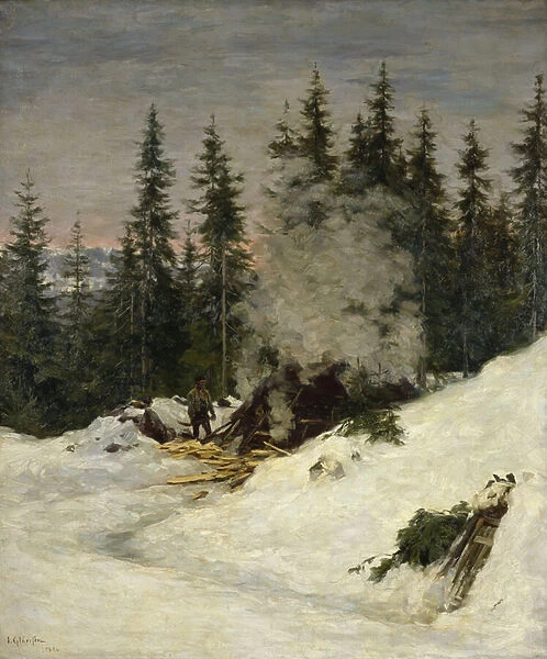 Coal Burning, 1896 (oil on canvas)