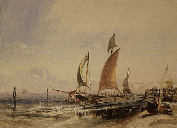 Coast Scene, c.1830 (watercolour and bodycolour on paper)
