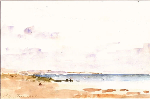 Coast Scene (w  /  c on paper, pasted on card)