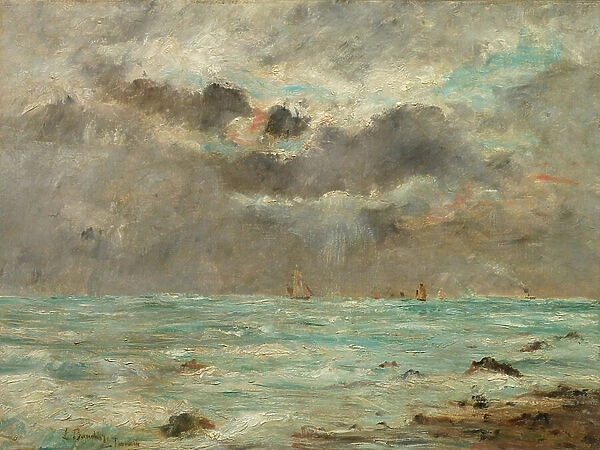 The Coast at Trouville, c.1865-1900 (oil on fabric)