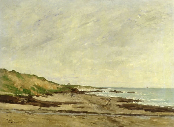 A Coastal View with Figures on a Shore, 1872 (oil)