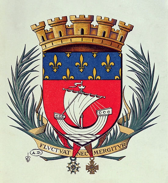 Coat of arms of the city of Paris with the motto Fluctuat Nec Mergitur (