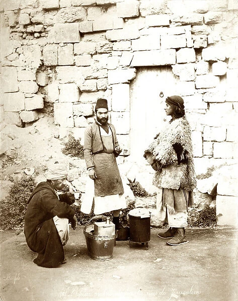 Coffee seller in Jerusalem, c. 1867-81 (b  /  w photo)