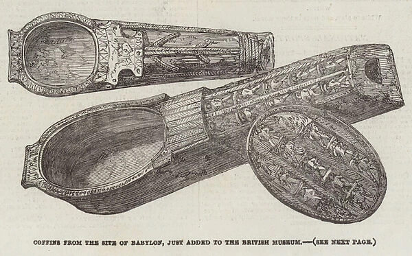 Coffins from the Site of Babylon, just added to the British Museum (engraving)