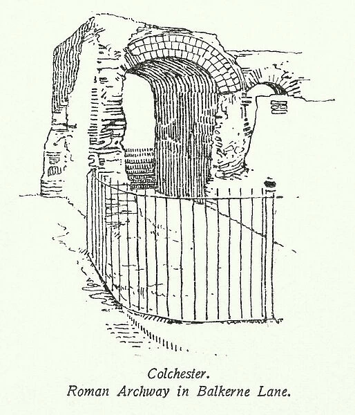 Colchester, Roman Archway in Balkerne Lane (litho)