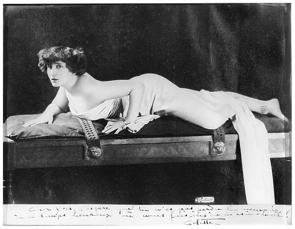 Colette (1873-1954) posing, 1909 (see also 215403) (b  /  w photo)