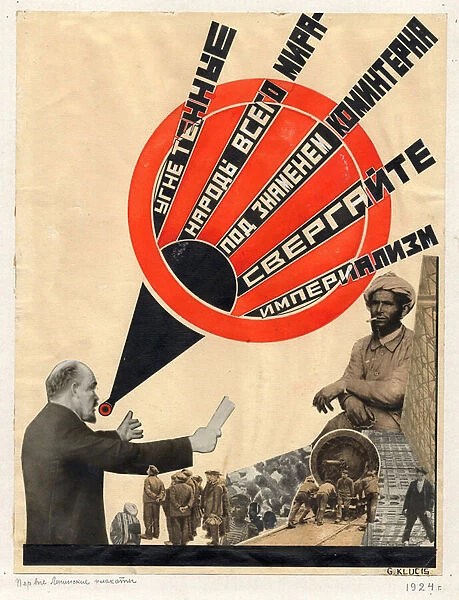 collage que Gustav Klutsis realisa en 1924, pour un livre a la gloire de Lenine - Soviet