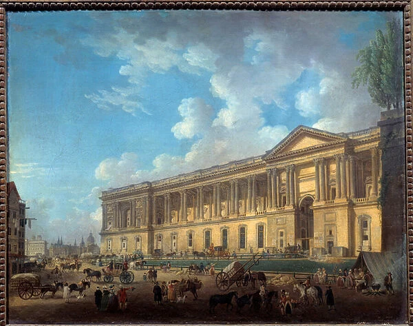 The colonnade of the newly degagee louvre. View of Paris