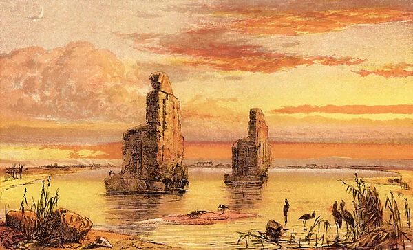The colossal statues of Thebes (chromolitho)