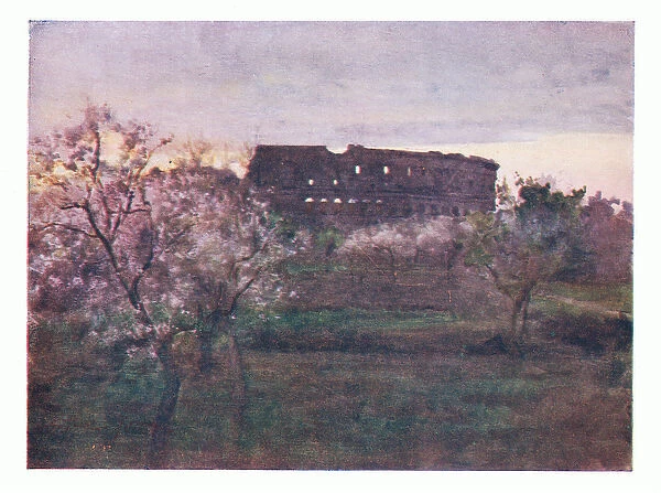 The Colosseum at sunset, from Rome published by A & C Black Ltd, 1925 (colour litho)