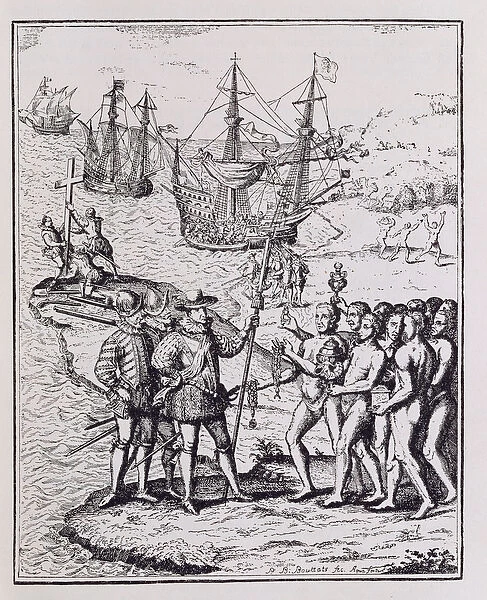 Columbus at Hispaniola, from The Narrative and Critical History of America