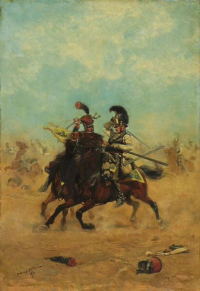 Combat for the Colors, 1874 (oil on wood panel)