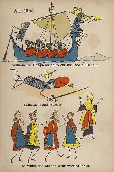Comic Early English History: Invasion of William the Conqueror (colour litho)