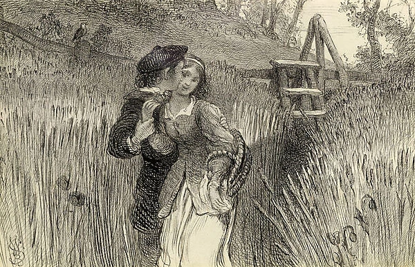 Comin Through the Rye, 1870 (pen and ink on paper)