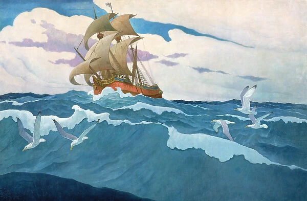 The Coming of the Mayflower in 1620, 1941 (oil on canvas)