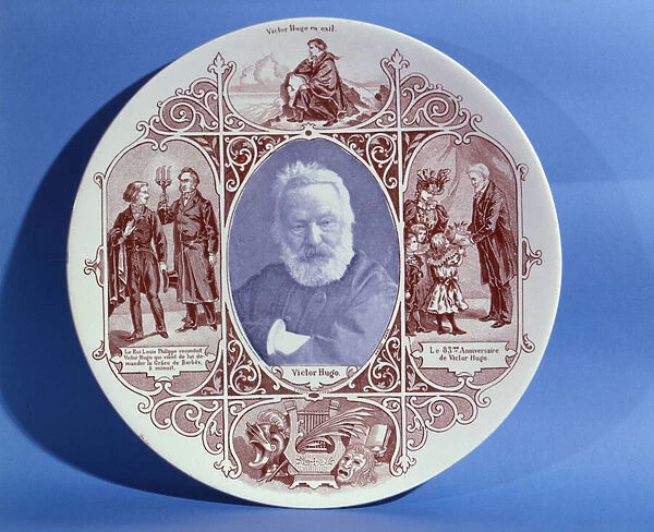 Commemorative plate celebrating the life of Victor Hugo (1802-85