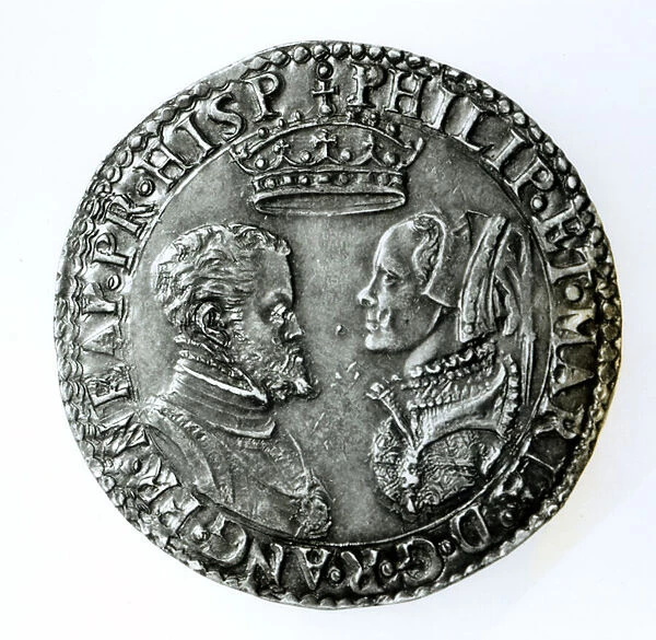 Commemorative shilling for the marriage of Philip II of Spain (1527-98