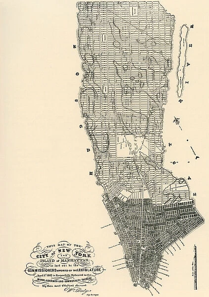 Commissioners Map of Manhattan, 1811 (b  /  w engraving)