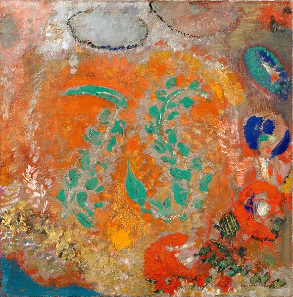 Composition. Fleurs sans vase. Peinture de Odilon Redon (1840-1916), huile sur toile, vers 1905. Art francais, 20e siecle, symbolisme, nabis. Museum of Modern Art, New York (USA)
